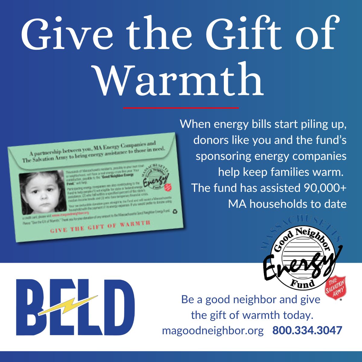 BELDBraintree's tweet photo. When energy bills start piling up, donors like you and the #MAGoodNeighbor’s fund’s sponsoring energy companies help keep families warm. 

The fund has assisted 90,000+ MA households to date. 

https://t.co/Jc48BGe6X1 ❤️

#BELDCares #GNEF #donate #giftofwarmth #BestofBraintree https://t.co/9NSSMcqrtm