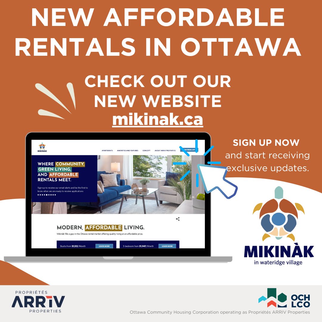 ArrivProperties's tweet photo. Check out the newest #affordablehousing community in @ottawacity. 271 new apartments, ranging from studio, 1, 2 and 3-bedroom apartments. Accessible apartment rental options available. Be the 1st to know. SIGN UP NOW! https://t.co/KBbv7VuAvw  
#OttawaRent 
#Wateridgevillage https://t.co/8EwKotlwfa