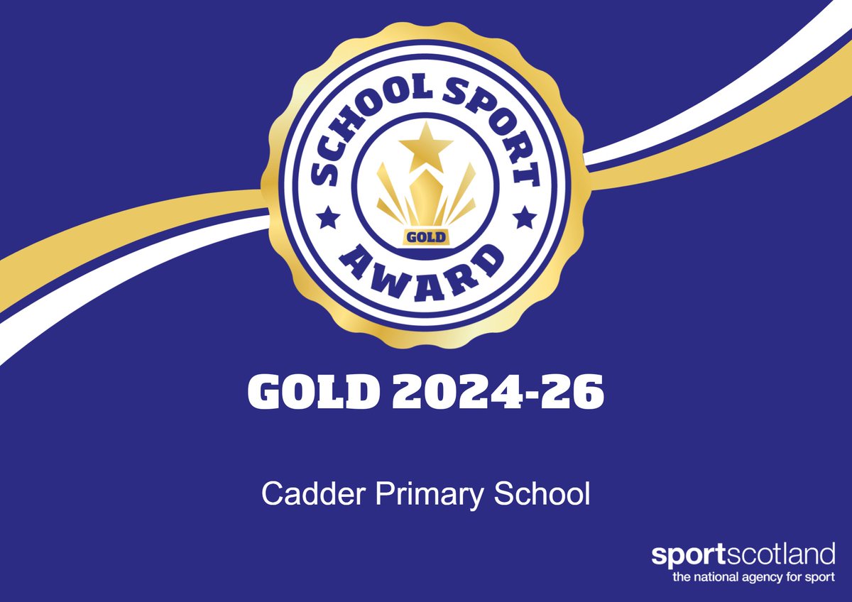 Absolutely delighted that our school @CadderPrimary has been awarded with @sportscotland Gold Sport Award 🏆 We have worked incredibly hard over the last few years to continuously improve school sport & physical activity for our pupils 💛 #SchoolSportAward #Proud