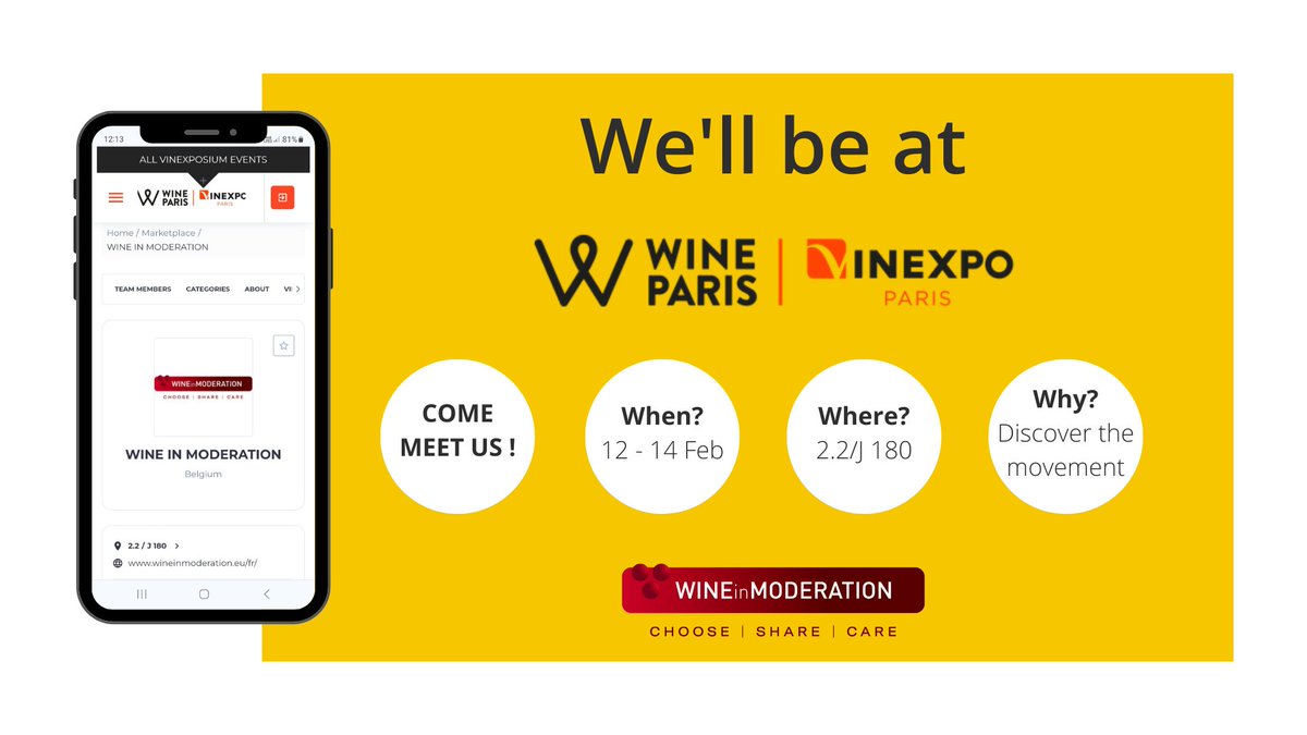 We are very happy to announce Wine in Moderation will be present at @vinexposium Wine Paris & Vinexpo Paris 2024!!! More info➡️ bit.ly/3HhTxeQ #WPVP24 #Vinexpo24 #WineParis24 #Vinexposium #Wine #Event #TradeFair #winebusiness #EmpowerProfessionals #Sustainability
