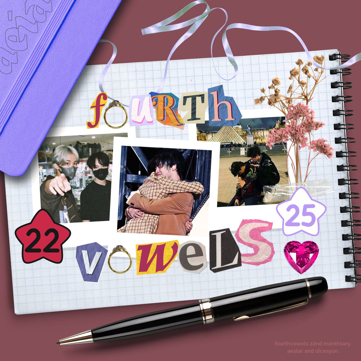 ⠀

 ⠀⠀⠀⠀⠀☆  · 𓄹𓈒  ⦂  ❥ #FOURTHVOWELS  .ᐟ
  ⠀⠀⠀⠀⠀—–—–——–—– 𖧷 01 / 25 / 24
 ⠀⠀ ⠀ ⠀  happy 22nd month of love, my
 ⠀⠀  ⠀⠀  constant. i love you, always. ♡

⠀