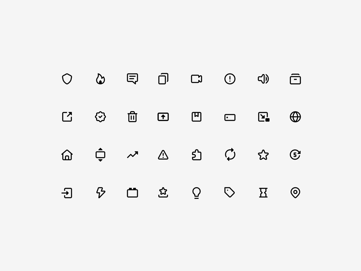 🦊 📐 Some of the latest icons from our Firefox icon system. We've been working to expand our system with over 300 icons — new icons and sizes are based on the key visual rules I helped define last year.