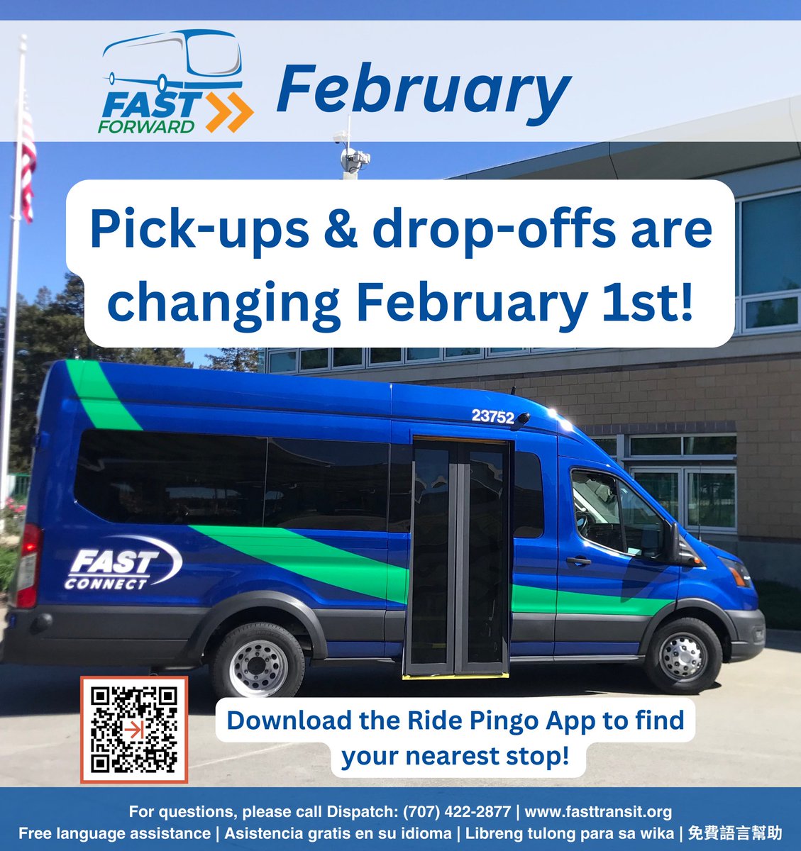 FAST_Transit's tweet photo. Where did January go?! Guess we're FAST Forward to February! Changes are coming to FAST Connect! 

More details to come! 

#bus #changes #february #fairfieldca #fasttransit https://t.co/6xIBtROAQc