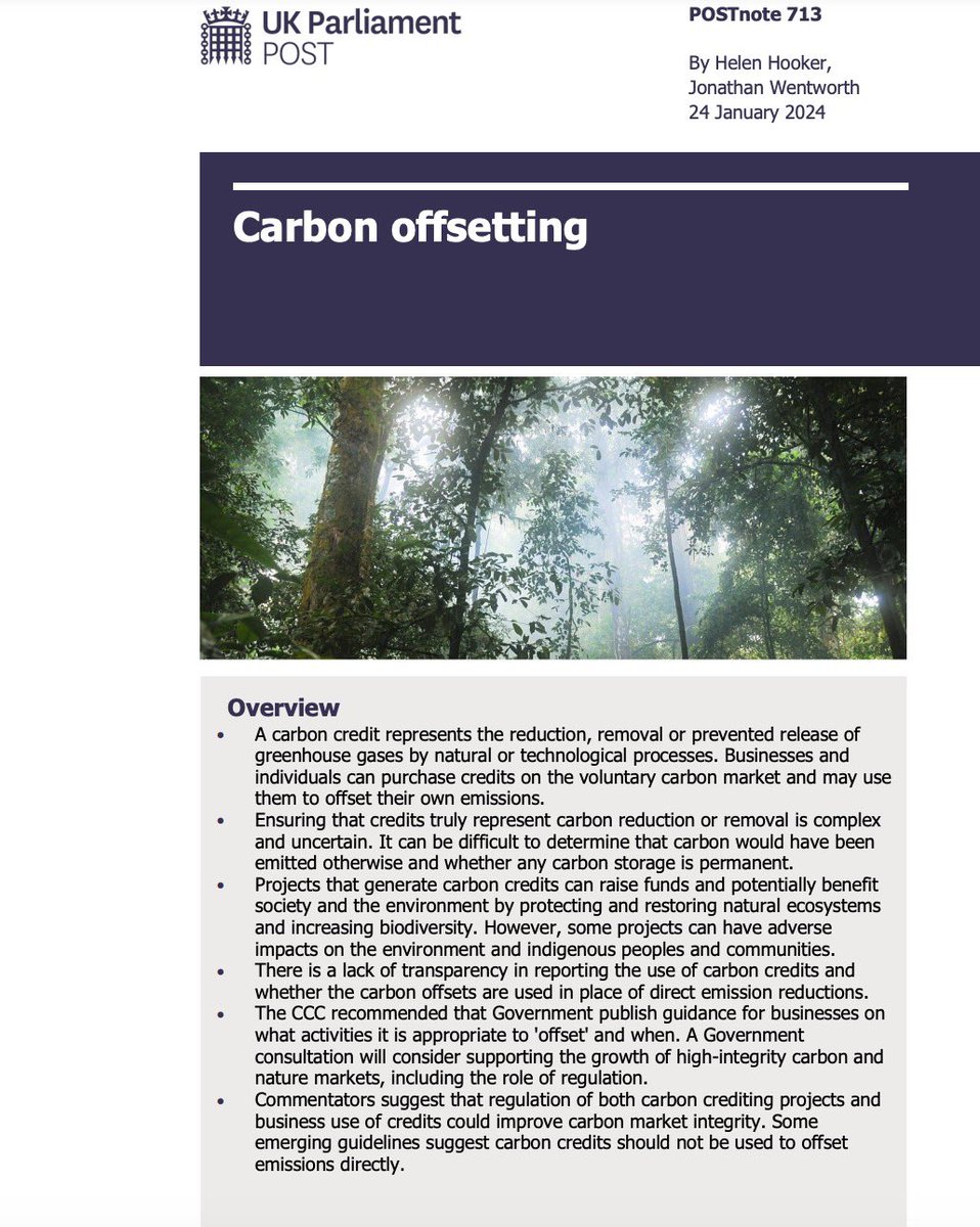 POSTnote 713 on carbon offsetting is now published, you can read it here ⤵️ researchbriefings.files.parliament.uk/documents/POST…