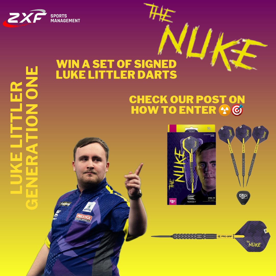 Huge giveaway, for a chance to win a set of signed Luke The Nuke Littler Generation one darts, please follow the steps below ☢️🎯 1️⃣Like this post 2️⃣Follow our Instagram instagram.com/zxfsportsmanag… 3️⃣Follow our X account @Zxfsports 4️⃣Tag two friends Entries close at 6 pm Monday🤞
