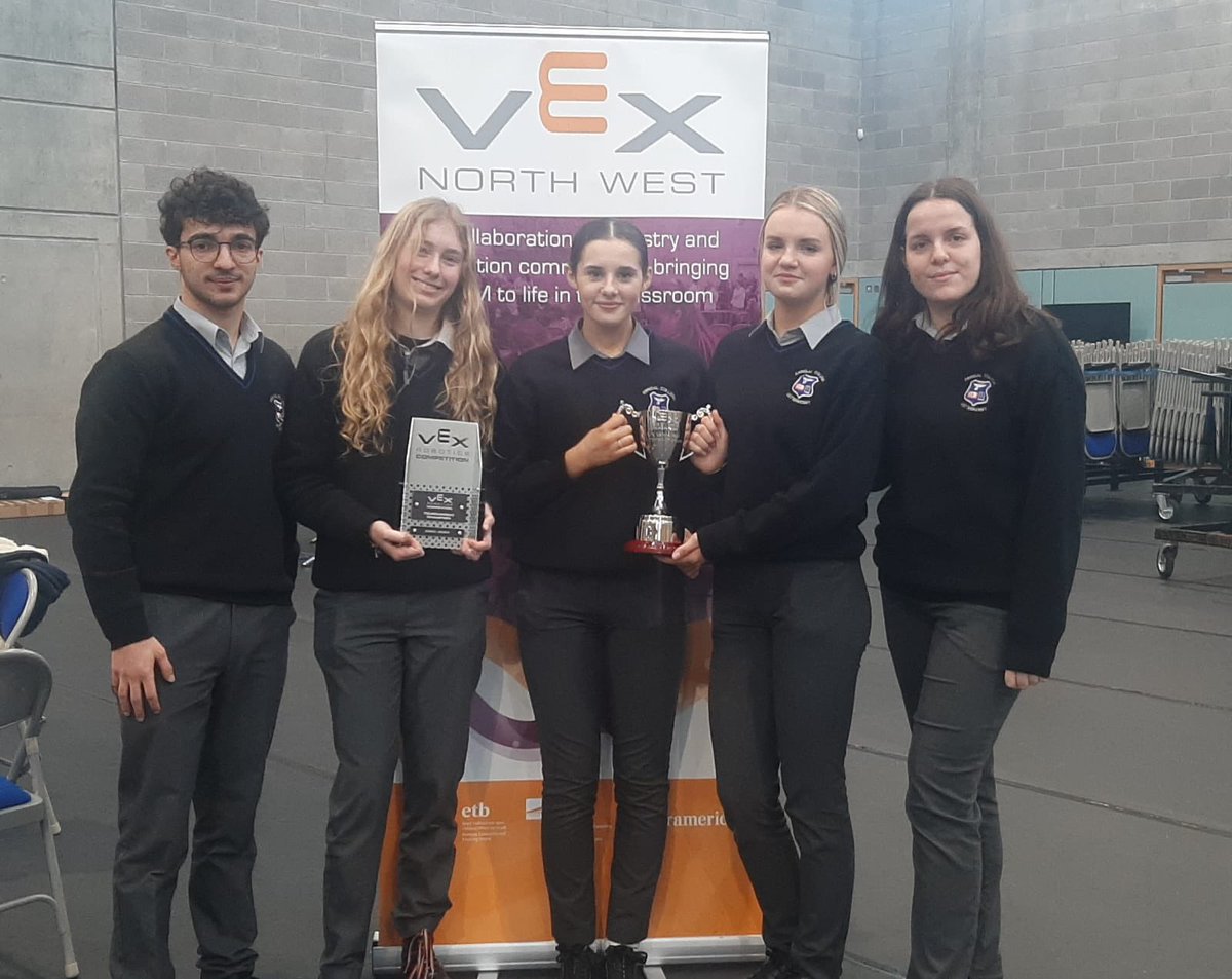 ErrigalCollege's tweet photo. 🏆 WINNERS OF VEX NORTH-WEST FINAL! 🏆

As the only school in Letterkenny that offers Engineering to students, we are thrilled with this success which is a testament to our commitment to the STEM subjects 🥳

Well done to all team members on a fantastic win! 🏆

#WeAreDonegalETB https://t.co/W6Zr7YbHWk