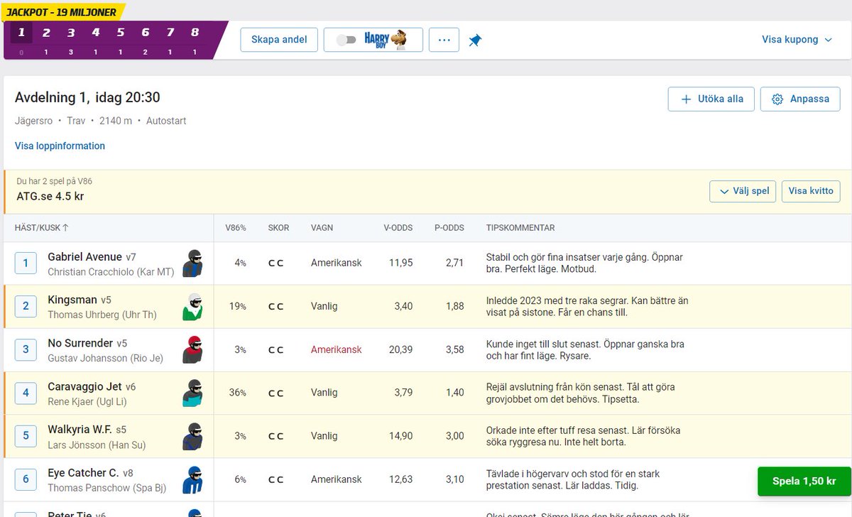 Nu kan man välja att visa tidigare spelade kuponger i startlistan och få de valda hästarna markerade i gult(?). En tjänst vi tror kan underlätta det vardagliga användandet av atg.se
<a href="/NicklasJJJ/">Nicklas</a>