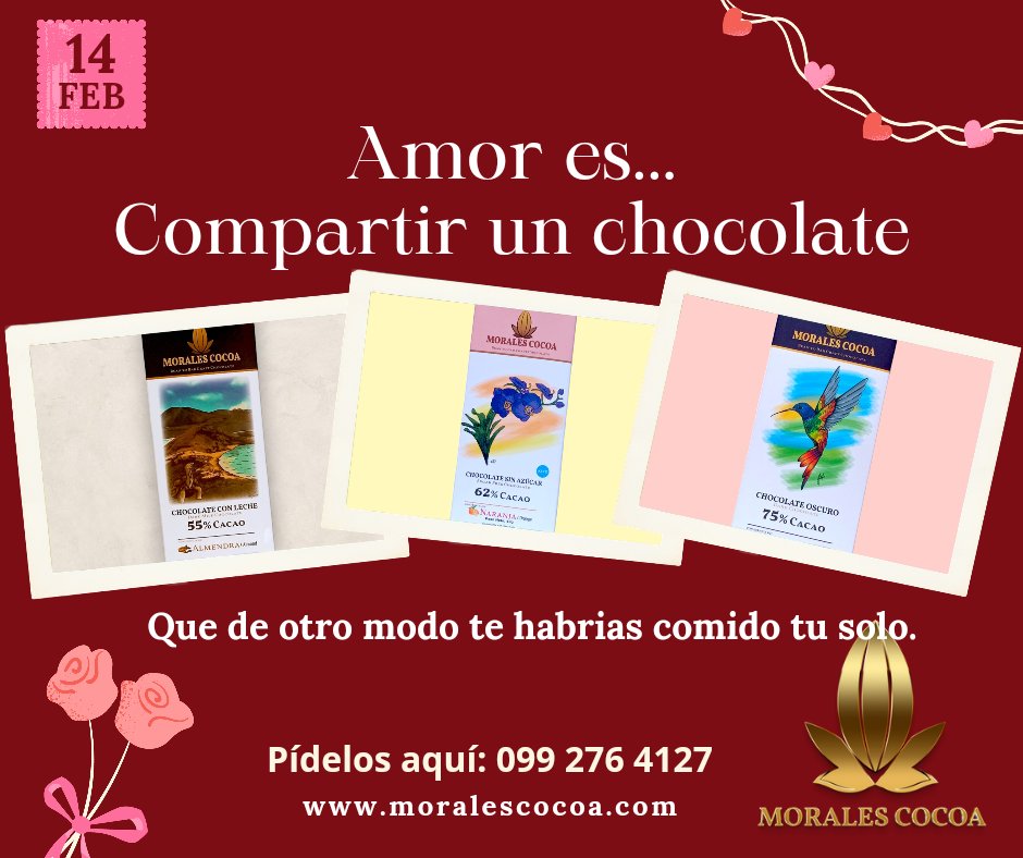 moralescocoa's tweet photo. Celebra el amor compartiendo momentos dulces este San Valentín con nuestras exquisitas barras de chocolate, elaboradas con el más fino cacao de aroma. ❤️🍫 #RegalaChocolate #SanValentín https://t.co/OWSaR52gjR