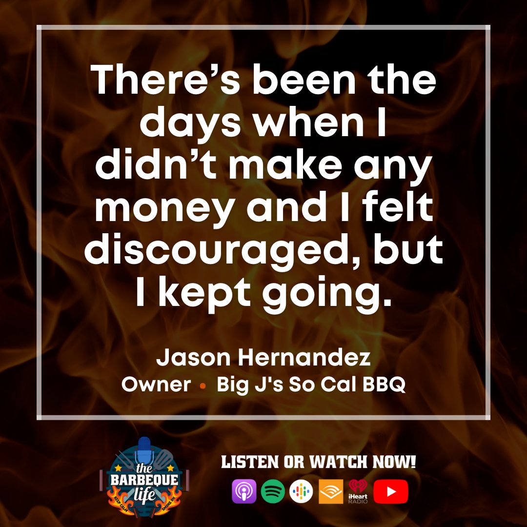 The main ingredient to WINNING? NEVER QUITTING!! 🔥🔥 <a href="/BigJsSoCalBbq/">Jason Hernandez</a>

Tune in here: bit.ly/thebbqlifeep80
Watch here: youtu.be/bFPkwq83Ckg

#BBQTwitter #BBQBusiness #BBQEntrepreneur #BBQPodcast #BBQLovers #BBQ #NeverQuit #KeepGoing #Persevere