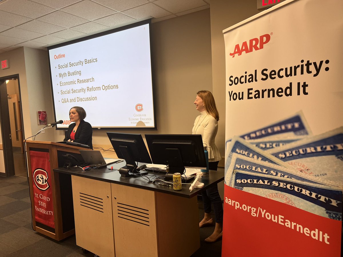 Talking Social Security at @stcloudstate with @aarpmn @Notorious_eep and Dr. Lynn MacDonald. #SocialSecurity #YouEarnedIt