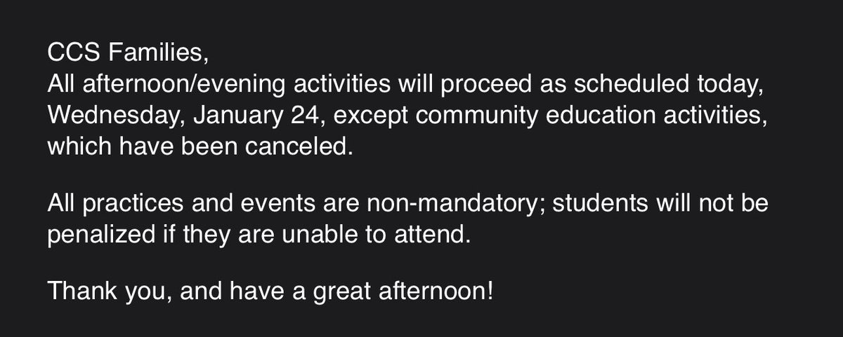 This just in from <a href="/LearnAtCCS/">Clarkston Schools</a>: