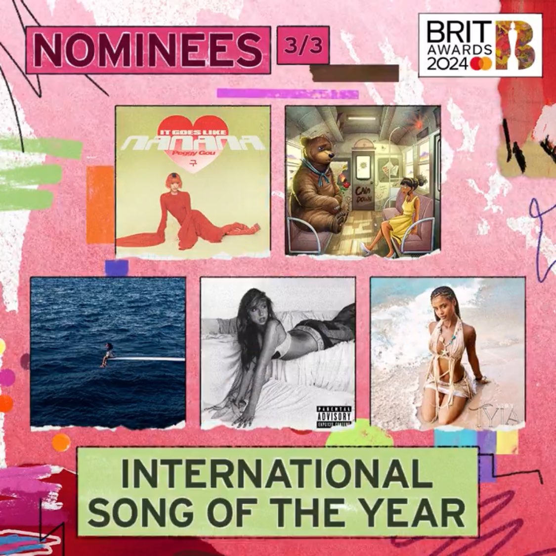 🏆Indicados a International Song of the Year no #BRITs 2024

• @billieeilish - 'What Was I Made For'
• @davidkushner_ - 'Daylight'
• @DojaCat - 'Paint The Town Red'
• Jazzy - 'Giving Me'
• @iamlibianca - 'People'
• @Meghan_Trainor - 'Made You Look'
• @MileyCyrus -