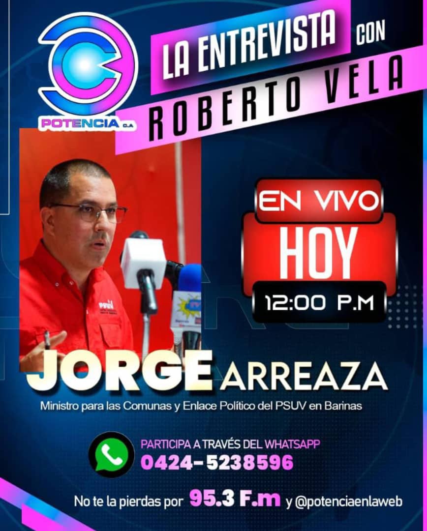 GobBoliv_Bnas's tweet image. #AHORA | Vicepresidente para las #Comunas y enlace político por #Barinas, Jorge Arreaza, realiza entrevista a través de Potencia 95.3 FM

¡Sintonízalo! radiopotencia.com

#24Ene
#7Transformaciones2030