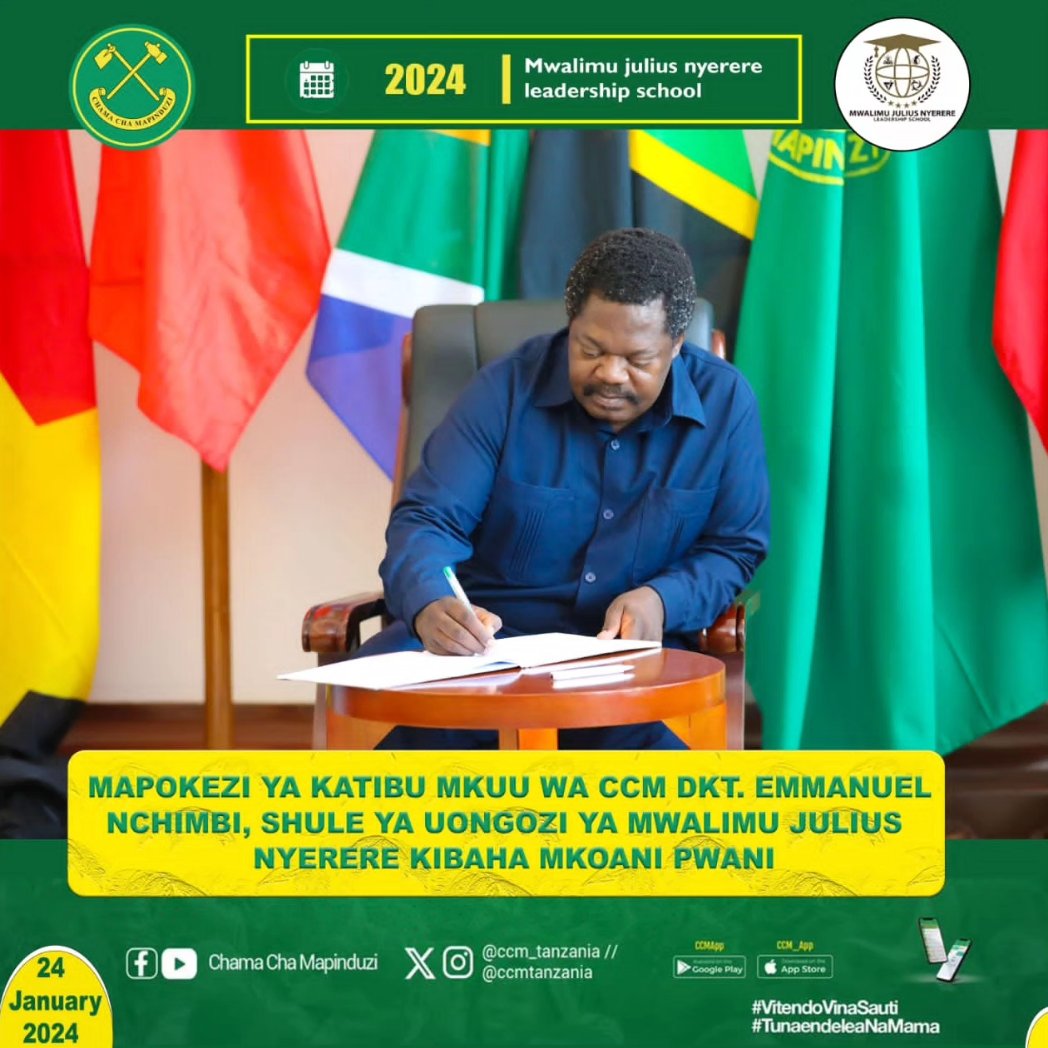 ccm_tanzania's tweet photo. MAPOKEZI

Katibu Mkuu wa CCM Dkt.Emmanuel Nchimbi amepokelewa na wana CCM pamoja wananchi waliojitokeza kumlaki mara baada ya kuwasili kwenye Shule ya Uongozi ya Mwalimu Julius Nyerere iliyopo Kibaha Mkoani Pwani Januari 24, 2024. @FRELIMO_ @OfficialZanupf #SWAPOparty @MYANC @MPLAoficial