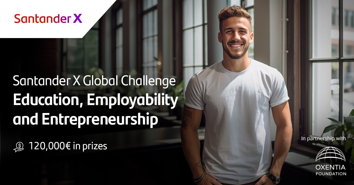 We are launching the Santander X Global Challenge | Education, Employability, and Entrepreneurship, a challenge that seeks solutions that support inclusive learning, talent management, or the creation and development of new companies. 📝 Sign up at tinyurl.com/2ttrejpc