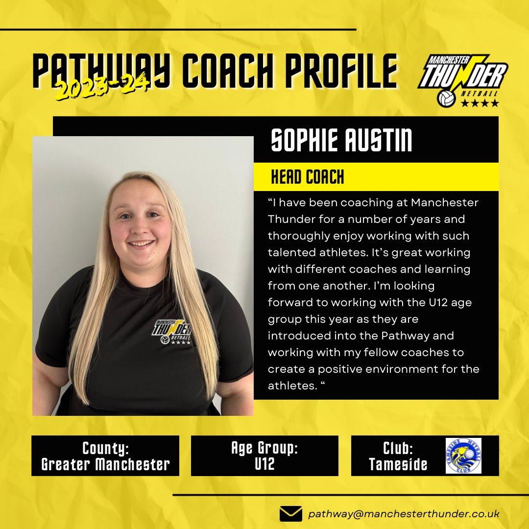 thundernetball's tweet image. The U12s @ThunderPathway will be lead by Head Coach, Sophie Austin and Assistant Coaches, Phil Owen, Helena Flanagan and Alicia Johnson 🖤💛

Looking strong👍