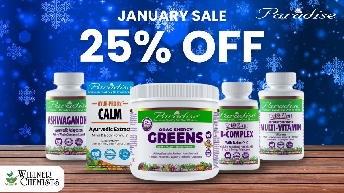 Get the most out of your winter wellness routine with Paradise Herbs' amazing supplements. And with 25% off, you can keep your health in tip-top shape and save!

Come out to Willner Chemists, and Shop Now! 🛒

#ParadiseHerbs #WillnerChemists #QualityProducts #WellnessJourney