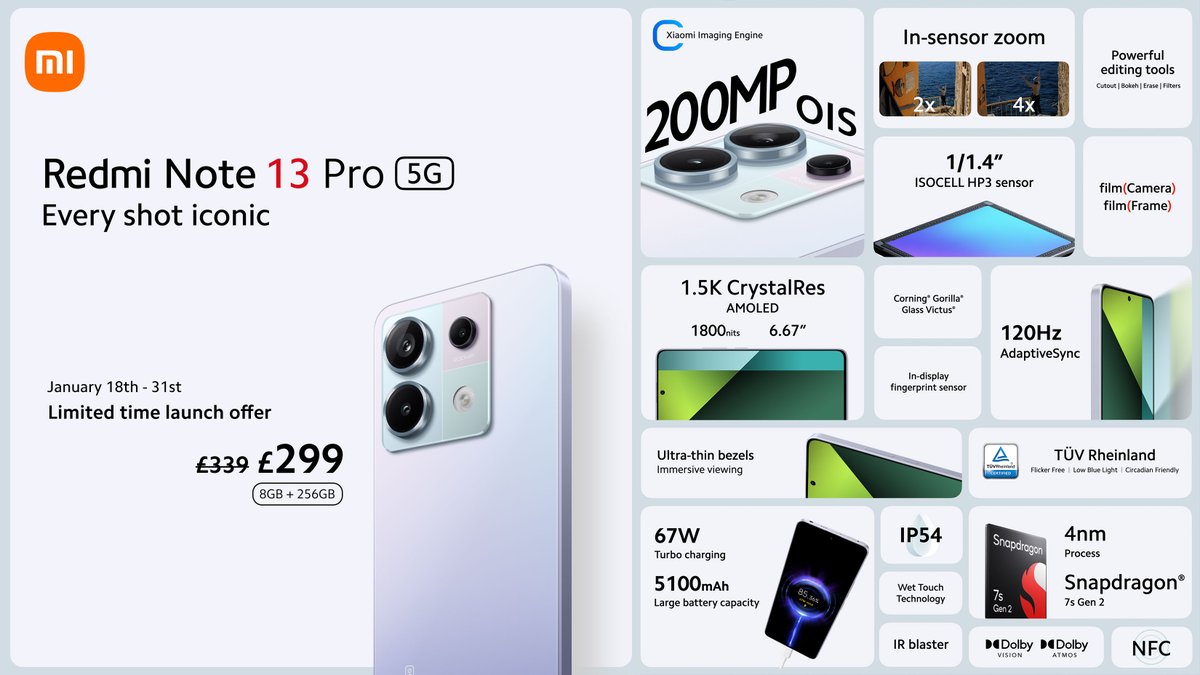 Everything you get with our brand new #RedmiNote13Pro5G  

Limited offer here: bit.ly/3HjAXDg