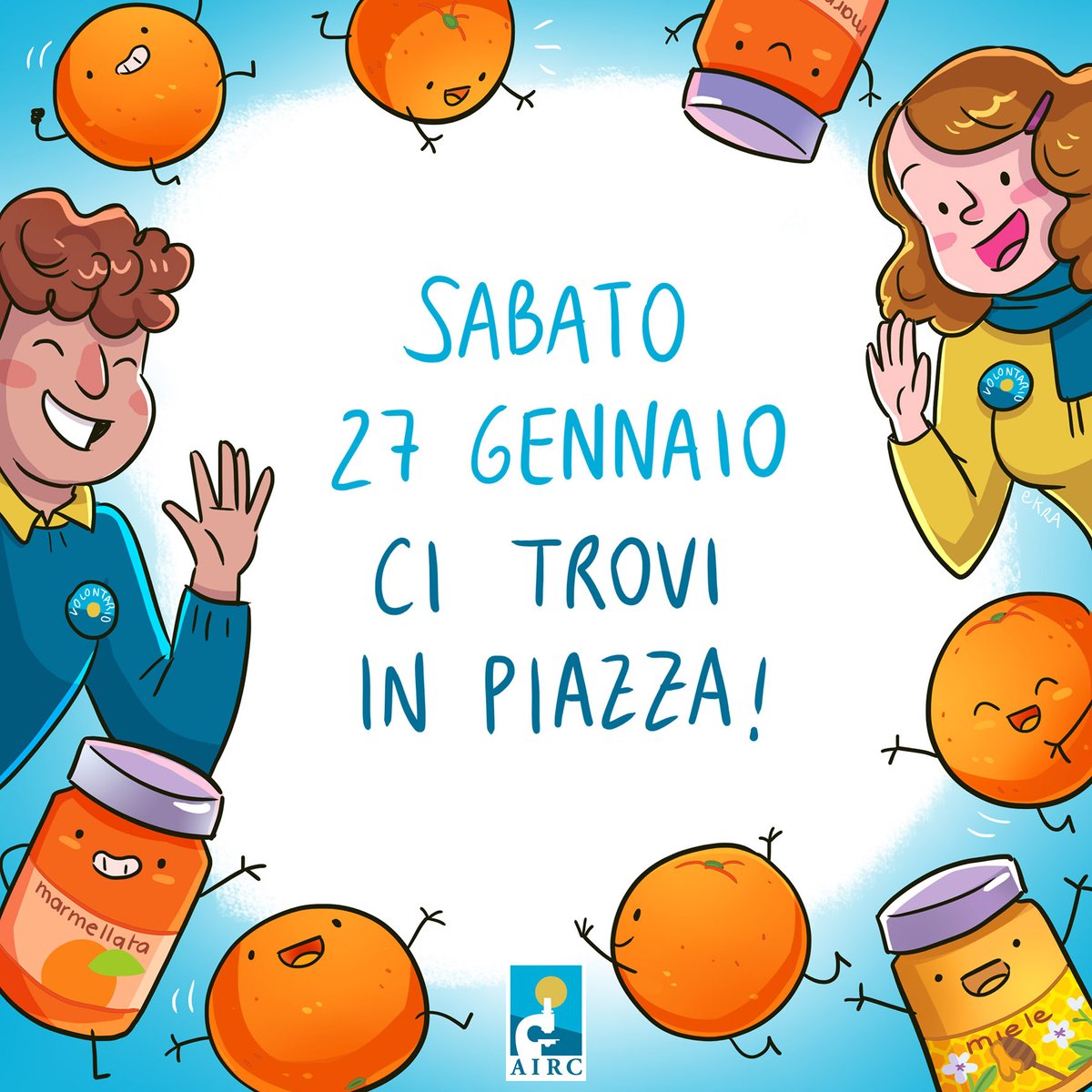 AIRC_it's tweet photo. 🍊 Le #ArancedellaSalute sono tornate!

Il 27 gennaio i nostri volontari ti aspettano in moltissime piazze italiane per distribuire le reticelle di arance rosse coltivate in Italia e i vasetti di miele di fiori d'arancio e di marmellata d'arancia. Con il tuo prezioso sostegno contribuirai a sostenere il lavoro di oltre 6.000 ricercatori.

DAI.
Credi in uno stile di vita sano e dai il tuo sostegno alla ricerca.

📌 Scopri la piazza più vicina a te che aderisce all'iniziativa sul sito ➡ https://t.co/Bkpk9e5pL4

#airc #ricerca #prevenzione