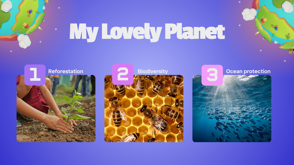 MyLovelyPlanet1's tweet image. With My Lovely Planet, we empower every player in the world to have an impact on climate with a free-to-play casual game.
Every action you do in the game has in impact in real life.
#Reforestation 🌳
#Biodiversity 🦊
#Oceanprotection 🌊
🌍 What ecological cause means the most…