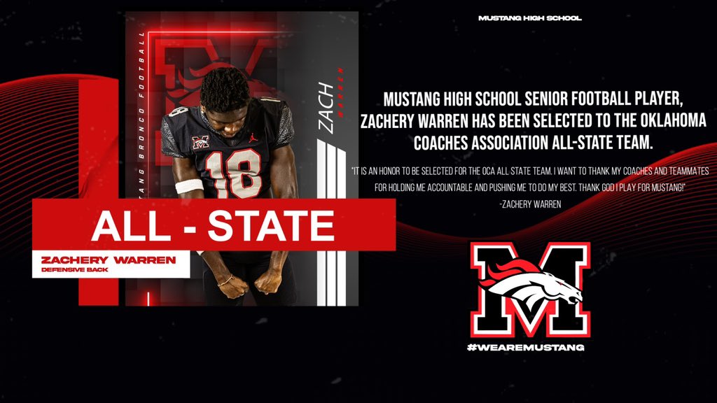 Congratulations to <a href="/ZacheryWarren18/">Zachery “TARANTULA” Warren</a> on being named to the OCA All-State Team! #WeAreMustang