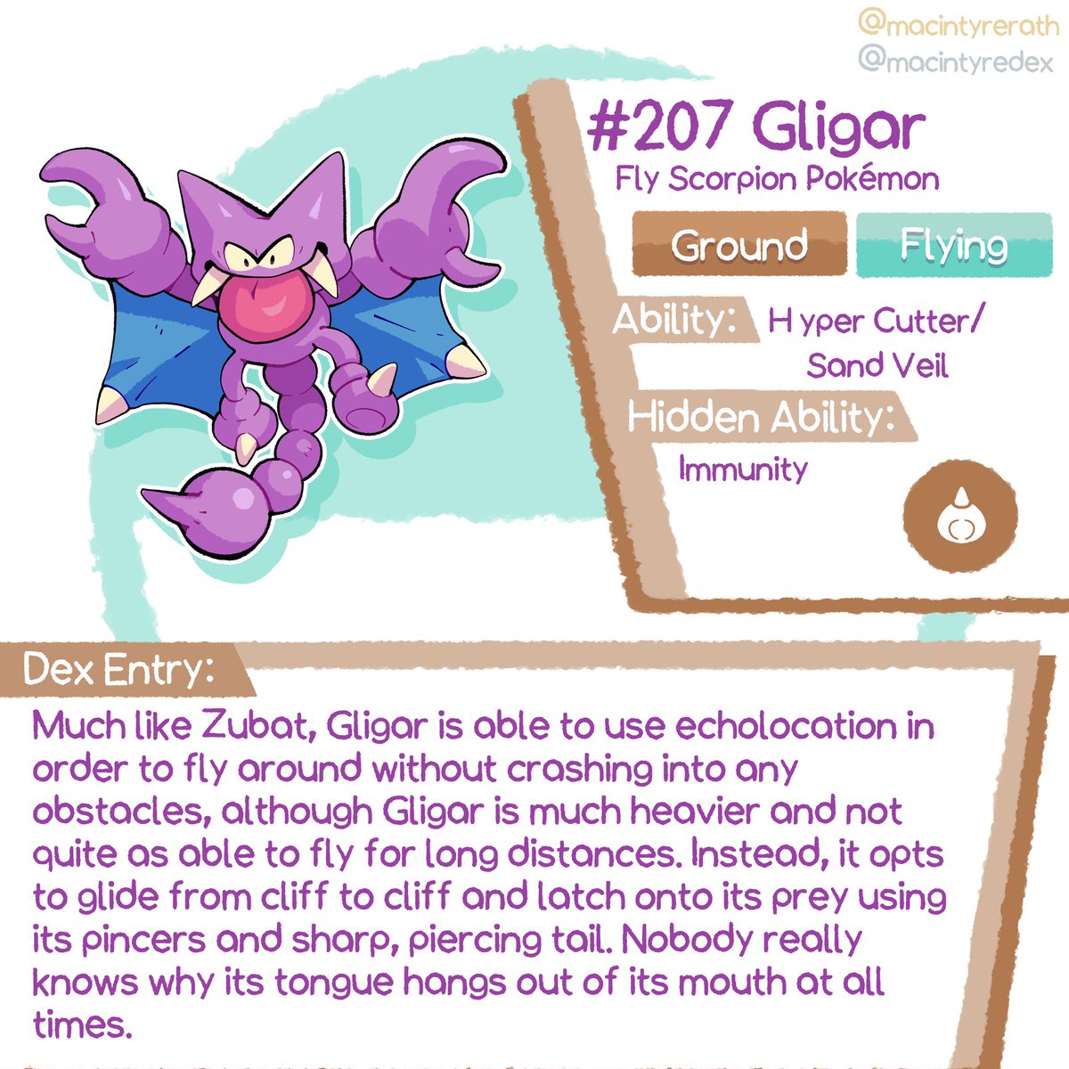 MacintyreDex's tweet photo. New Pokédex entry added!

No.207 Gligar https://t.co/ORvO3irmVJ