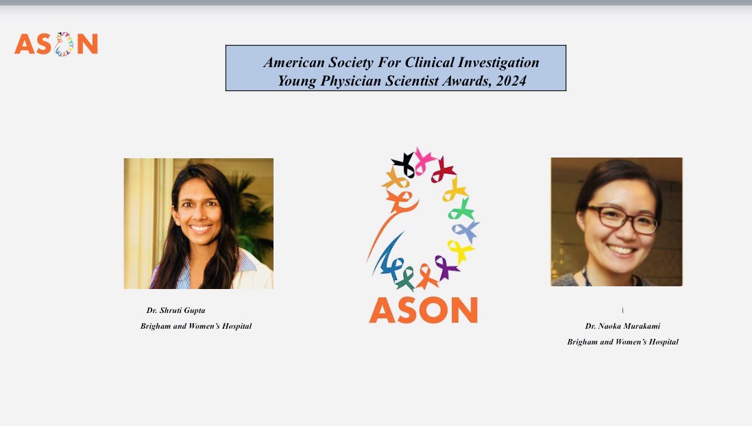 Hugh congratulations to @ShrutiGkidney and @nymurakami for winning the ASCI young physician scientist awards for their research in OncoNephrology !!!
