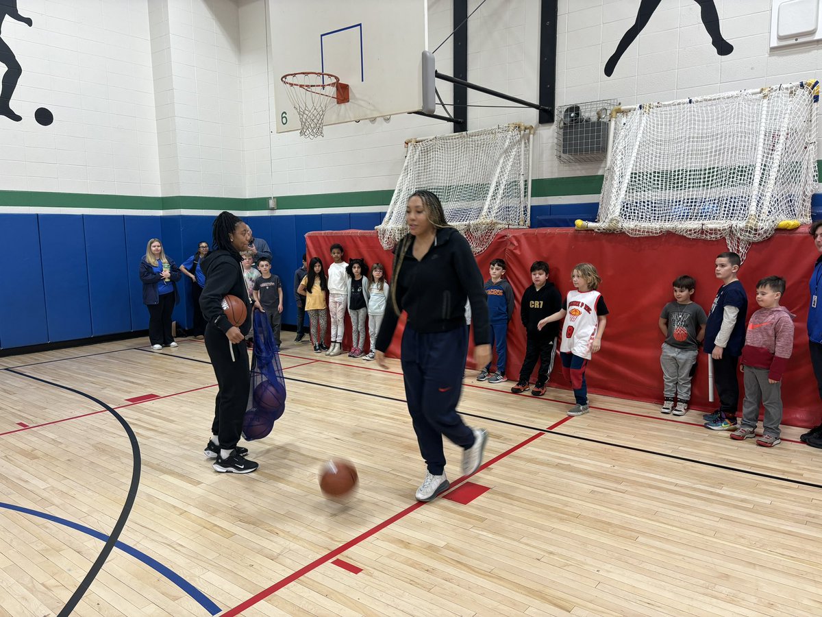 What if I told you that @UConnMBB wasn’t the only @UConnHuskies team that beats up on the Big East on the road, gets home late, and does charity work the next day? Oh and we let Cam and @AlexKaraban tag along with their @UConnWBB idols as well to teach 80 kids: 1) The game of