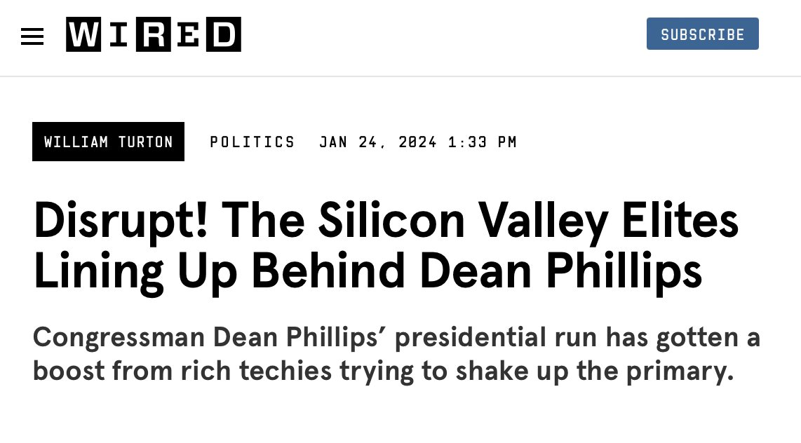 Disrupt! The Silicon Valley Elites Lining Up Behind Dean Phillips