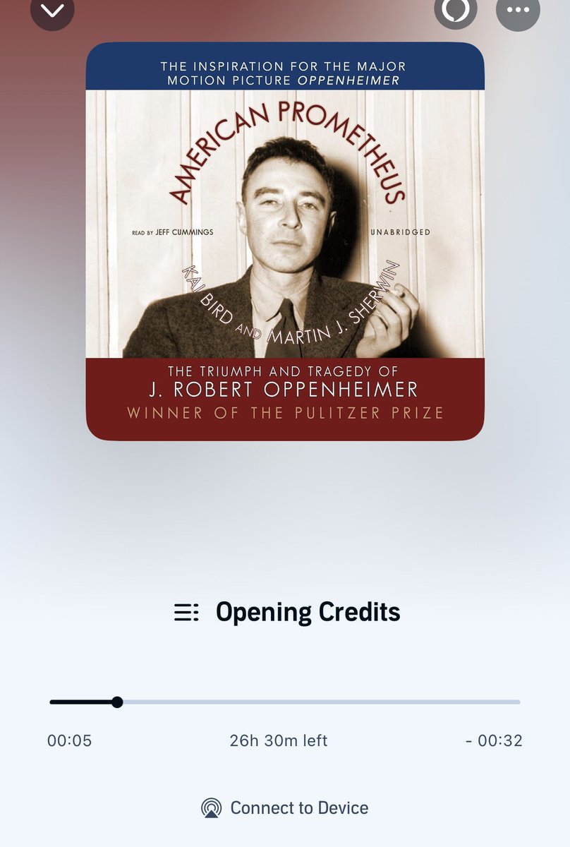 New audio book started for my journey to and from placement. 26 hours of listening so should finish with 6 hours of travelling time a week for the next 5 weeks 🙌 #Oppenheimer #Audible #traveling #studentlife #studentnurse #NurseTwitter