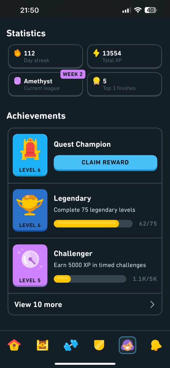 EmilyMalpass1's tweet photo. @duolingo But my partner has them. See screenshots of our profiles here https://t.co/BvXmS0vZqa
