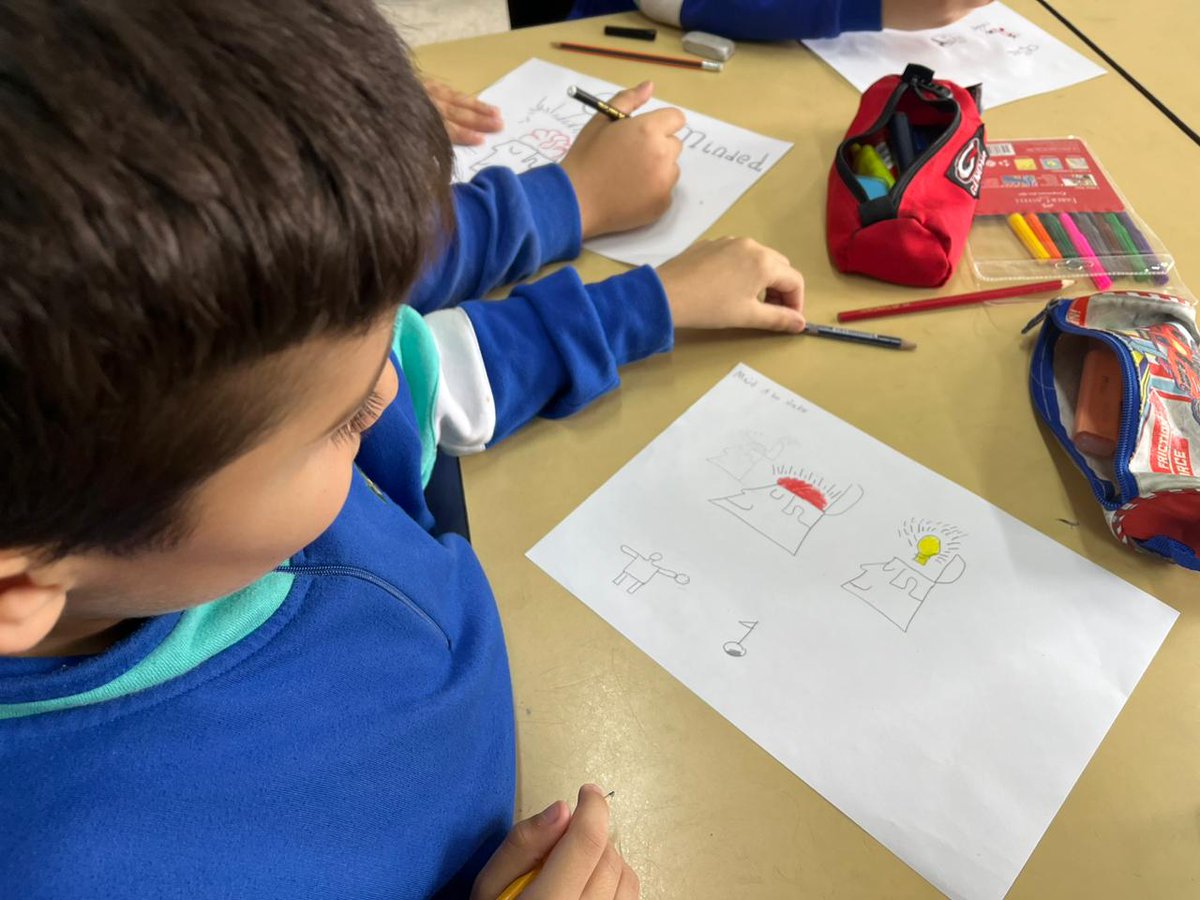 RHHS_Elementary's tweet photo. GR3 students weaving the spirit of learning into their 'Signs and Symbols' unit of inquiry! By crafting new symbols for profile attributes, they're forging connections and embracing the power of education! #EducationForAll #IBInternationalDayofEducation @RHHS_Saida https://t.co/ygMpiKNWIQ