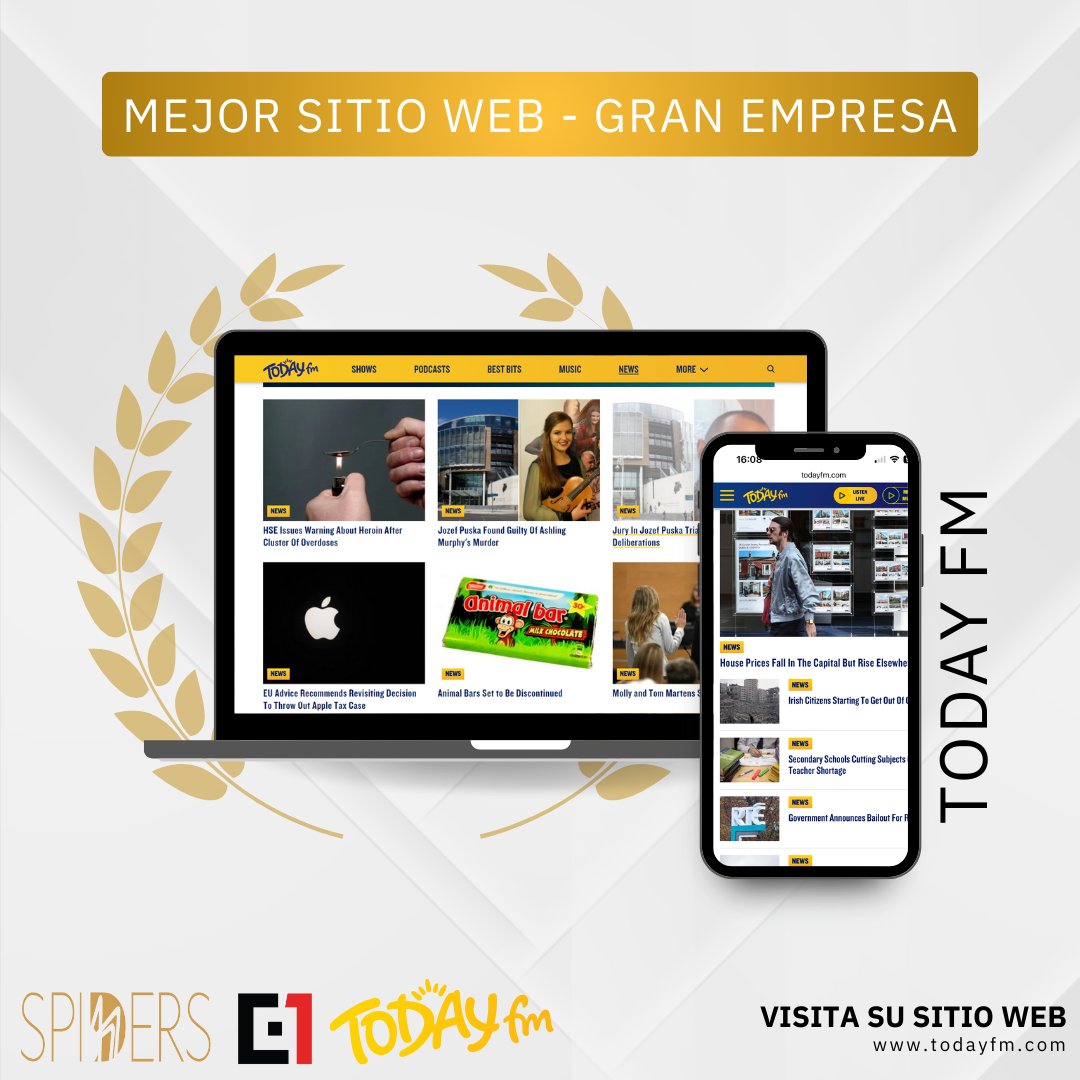 ¡Excelentes noticias! Square1 se enorgullece de anunciar la nominación de <a href="/TodayFM/">Today FM 💛</a> a la Mejor Página Web - Gran Empresa en los <a href="/spiderawards/">The Spiders</a> ! Nuestra experiencia en diseño creó un centro digital inmersivo para un acceso fluido a música, noticias y temas de actualidad.