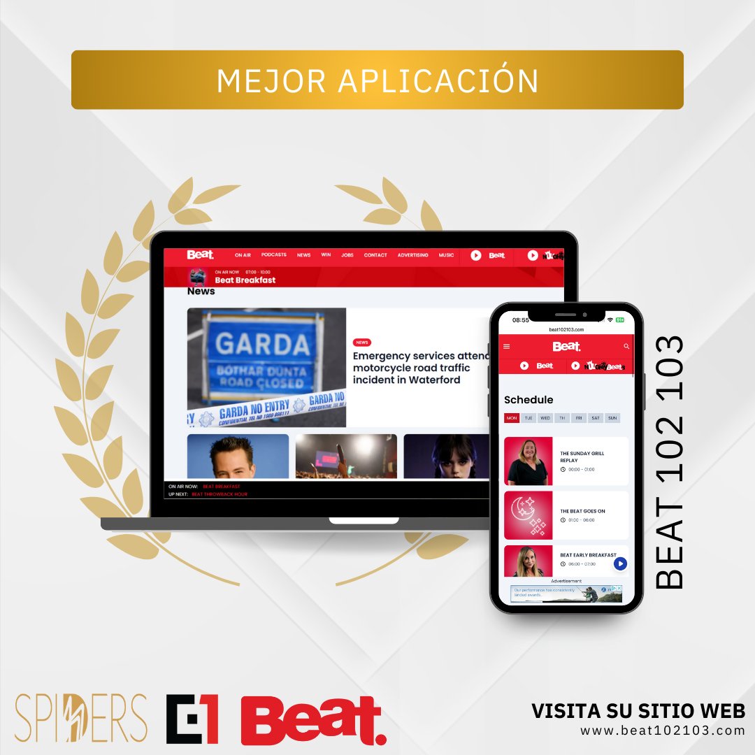 Estamos emocionados de compartir que <a href="/beat102103/">Beat 102 103</a> ha sido nominada para la Mejor Aplicación en los <a href="/spiderawards/">The Spiders</a> ! 

apps.apple.com/ie/app/beat-10… 

#SpiderAwards #Beat102103App #Square1Designs
