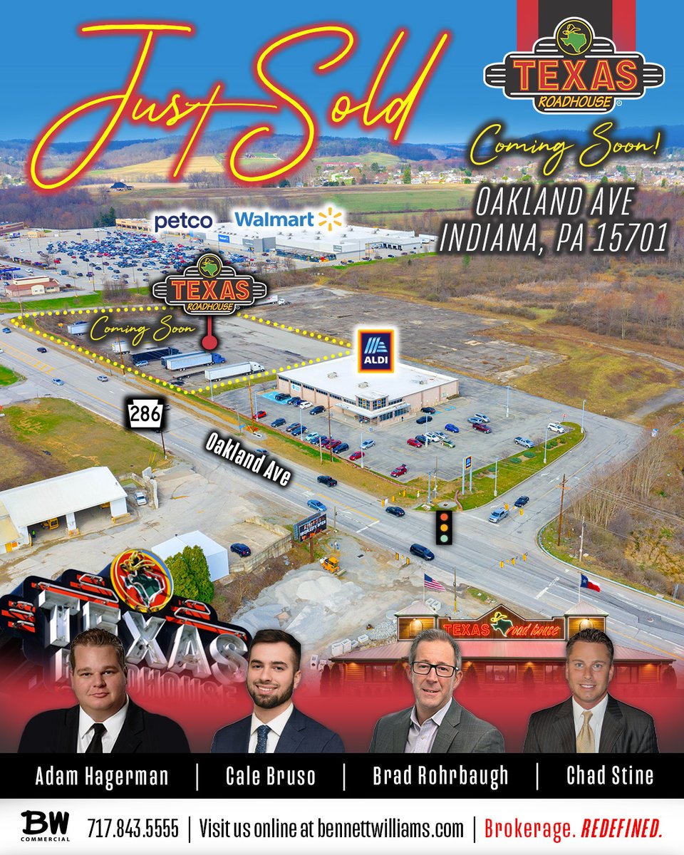 JUST SOLD 💥 Indiana, PA
☑ Joining Aldi & Walmart

Texas Roadhouse coming soon❗

#justsold #retaildevelopment #restaurants #realestate #bennettwilliamscommercial