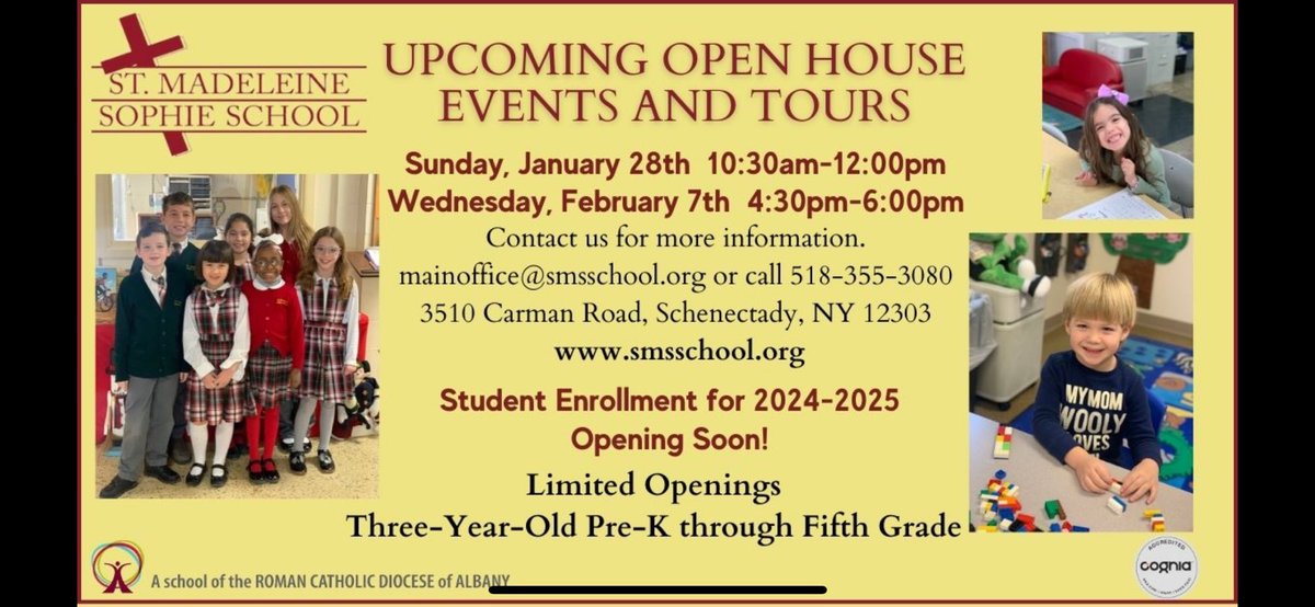 Join us this Sunday as we kick off Catholic Schools Week!  SMS students will be assisting with ministries at our 9am mass. New families are invited to our Open House beginning at 10:30am. Come see the difference an SMS education can make in the life of your child and family!