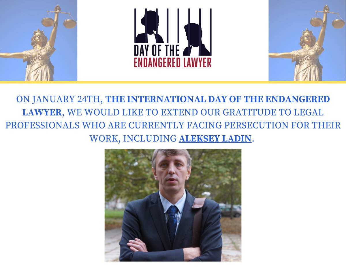 #Russia: Aleksey Ladin is a Russian #HumanRights defender and lawyer. Since 2015 he has been working to provide legal aid to Ukrainians who have been persecuted by Russia on politically motivated charges. #InternationalDayofEndangeredLawyer