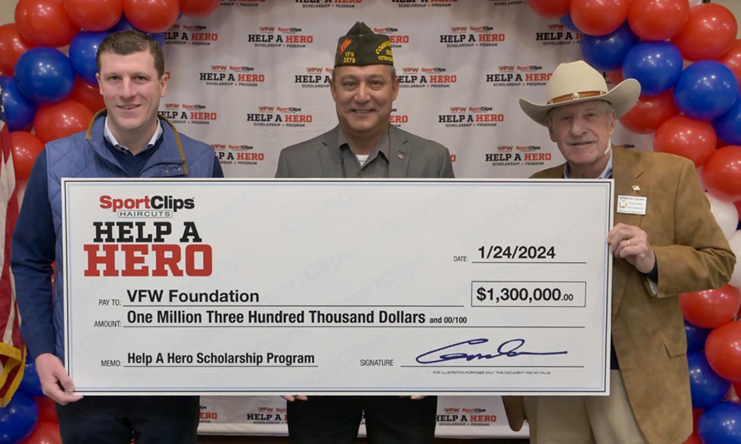 Today's incredible show of support from @SportClips at an event hosted by VFW Post 7397 brings the total donation amount to the VFW's 'Sport Clip Help A Hero Scholarship' program to MORE THAN $13M #FORVETERANS! vfw.org/media-and-even…