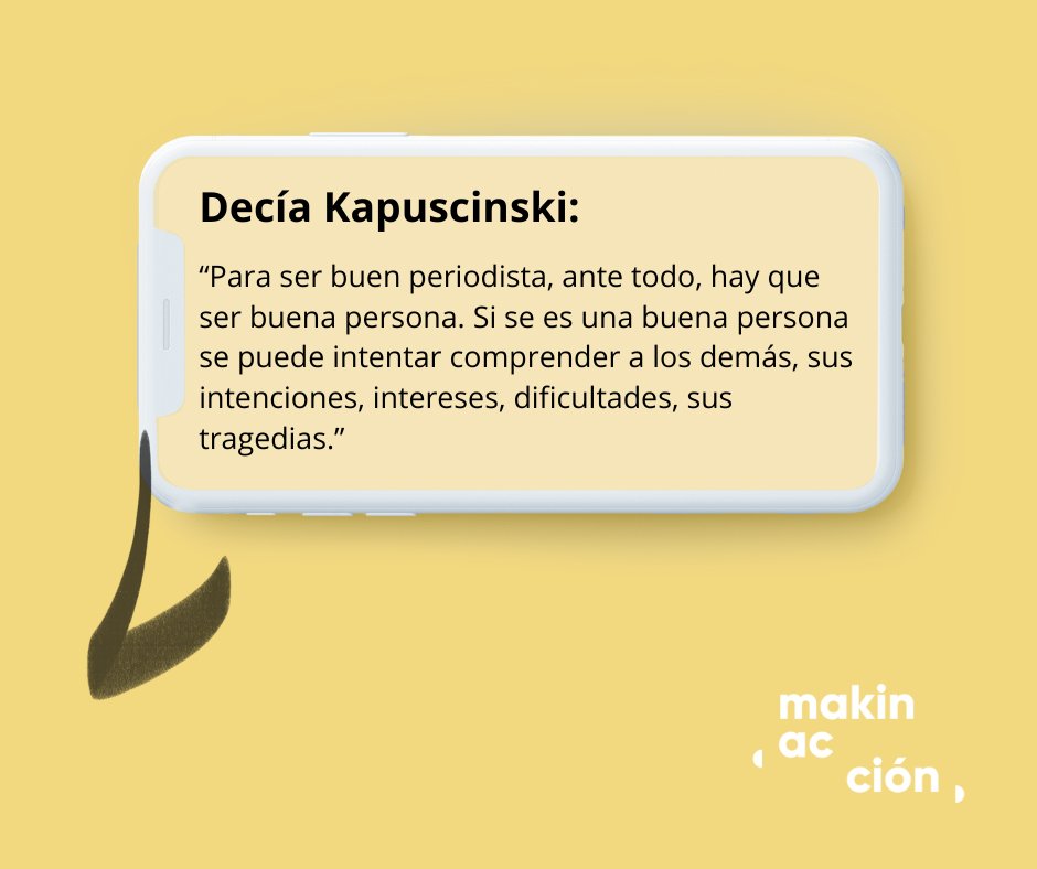 🎈/ Ya lo decía #Kapusciński, "para ser buen periodista, hay que ser buena persona" y en #MakinAcción tenemos el gusto de conocer a compis de profesión maravillos@s
🙌Gracias por narrar realidades para construir sociedades más empáticas, informadas y justas. #DíadelPeriodista