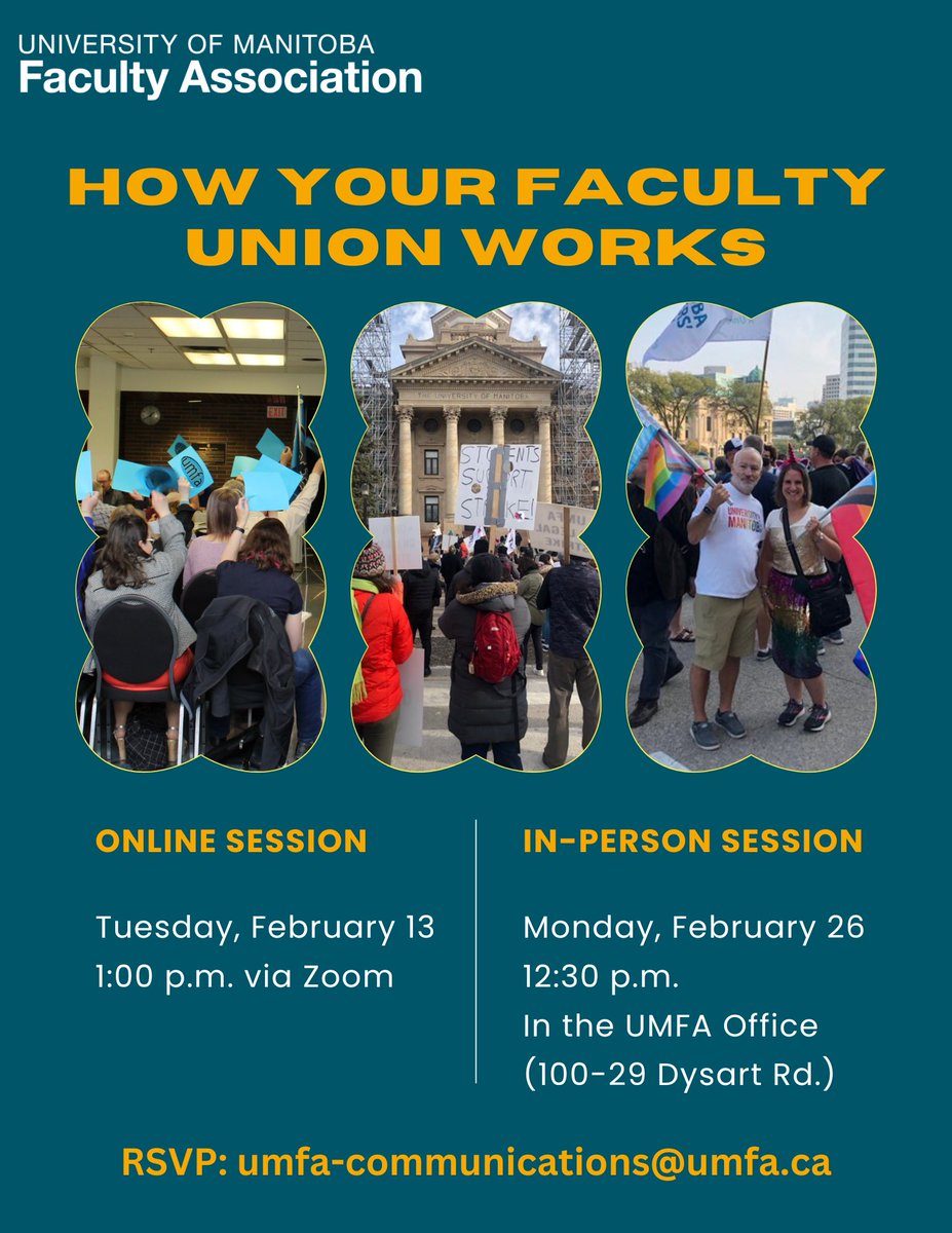 Upcoming UMFA Member event: “How Your Faculty Union Works”. Check your email for details and to register.