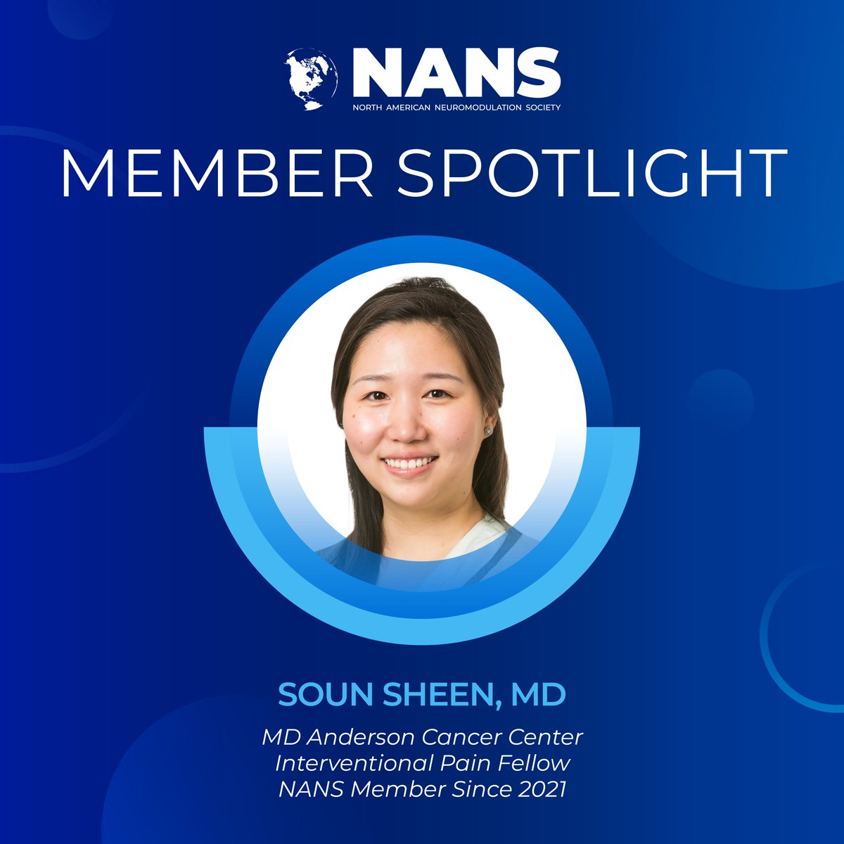 NANS Official (@nans_ion) on Twitter photo Spotlighting Dr. @SounSheen 's origin story - the fascination of neuromodulation technologies and science, and the benefits to their patients for cancer pain. Dr. Sheen is co-chair of <a href="/NANSRFS/">NANS-RFS & Young Neuromodulators</a> & an AMA House of Delegate NANS Representative. Read more: bit.ly/3S9YKum Spotlighting Dr. @SounSheen 's origin story - the fascination of neuromodulation technologies and science, and the benefits to their patients for cancer pain. Dr. Sheen is co-chair of <a href="/NANSRFS/">NANS-RFS & Young Neuromodulators</a> & an AMA House of Delegate NANS Representative. Read more: bit.ly/3S9YKum