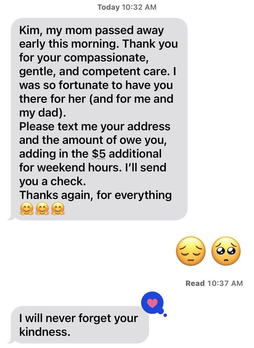 DontBurnThePig_'s tweet photo. As a hospice caregiver, itโs always hard hearing about a patient passing. I knew she was super close yesterday on my shift, and selfishly Iโm glad she waited only bc the husband is SO freaking cute and #LoVEs that woman SO! #RIPBetty. My banner is dedicated to you!โ๐ผโค๏ธ๐ท https://t.co/NLJ8tZEQxV