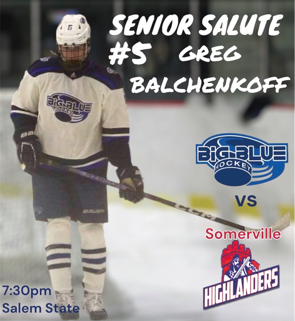 bigbluehockey_'s tweet photo. 🚨GAME DAY 🚨
Big Blue play host to Somerville tonight 7:30 at Salem State University, our Senior Salute continues with speedy forward Greg Balchenkoff leading the charge.Come out and support the boys!
#PacktheRock #LetsGoBlue https://t.co/hDXU73jjou