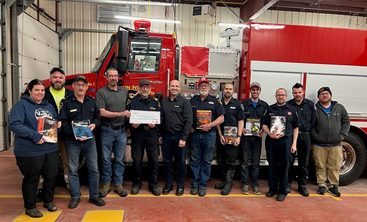 Thanks to @EnbridgeGas for helping Johnson Township Fire Department purchase $5000 in firefighting training materials through Safe Community Project Assist, a program with the Fire Marshal's Public Fire Safety Council #ENBFuelingFutures