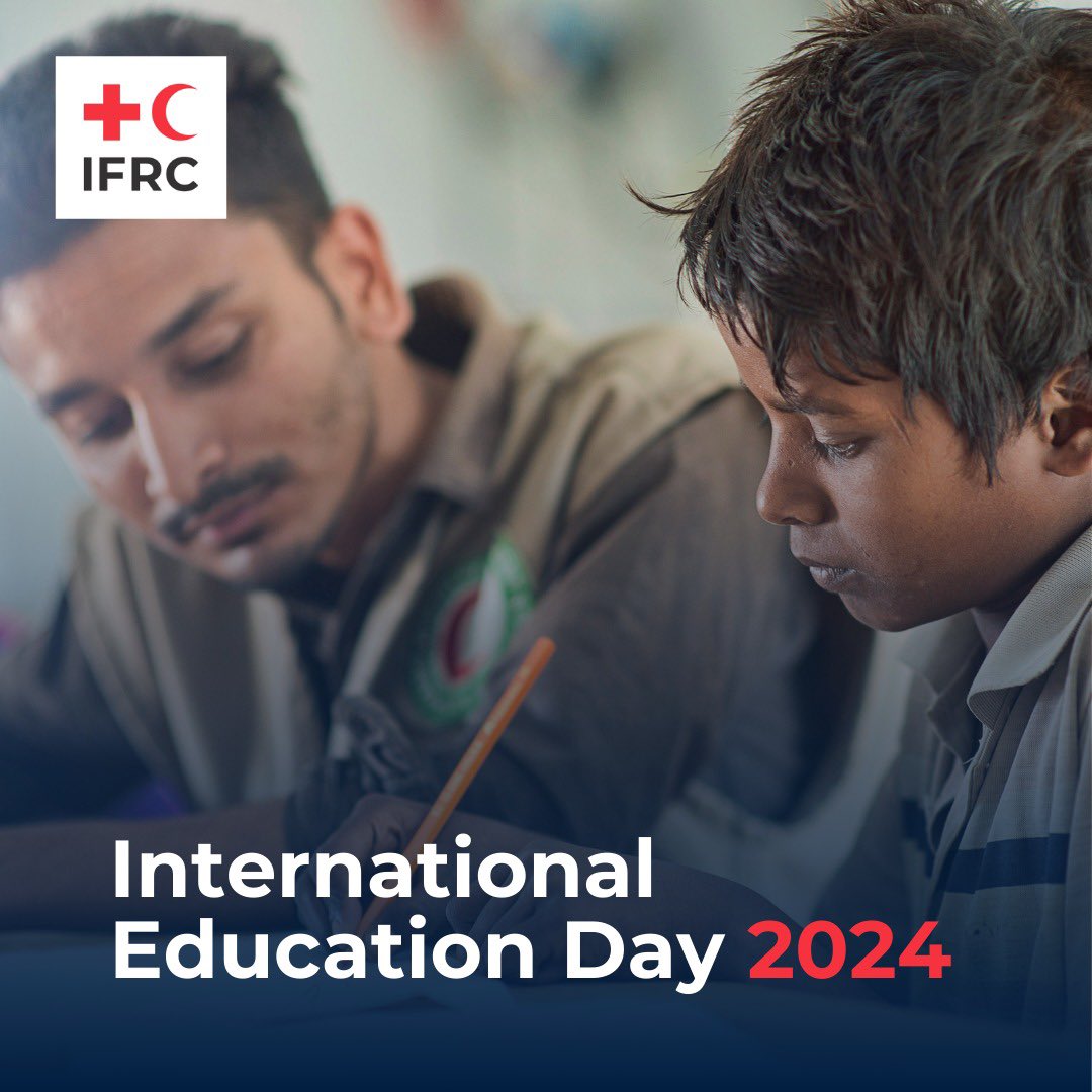 AlekSaGor's tweet photo. Today, on #EducationDay, we celebrate the transformative power of education, a beacon of hope, even in the midst of crises. 

@IFRC teams are dedicated to ensuring that, during disasters and crises, every child has access to safe, equitable, and uninterrupted education. https://t.co/k2MYDV11Fq