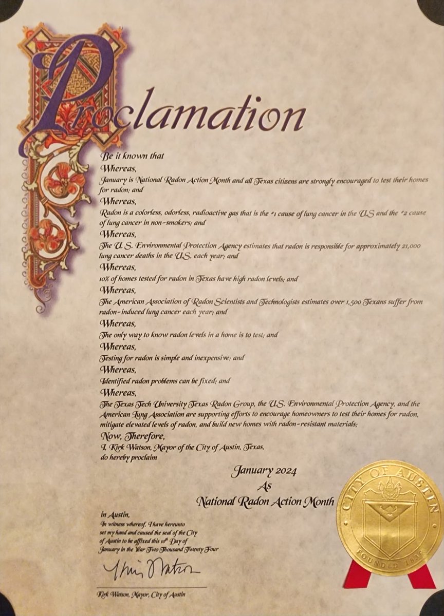 Radonova86's tweet image. Austin, Texas encourages citizens to test for radon. ⁦@austintexasgov⁩ #testforradon #preventlungcancer