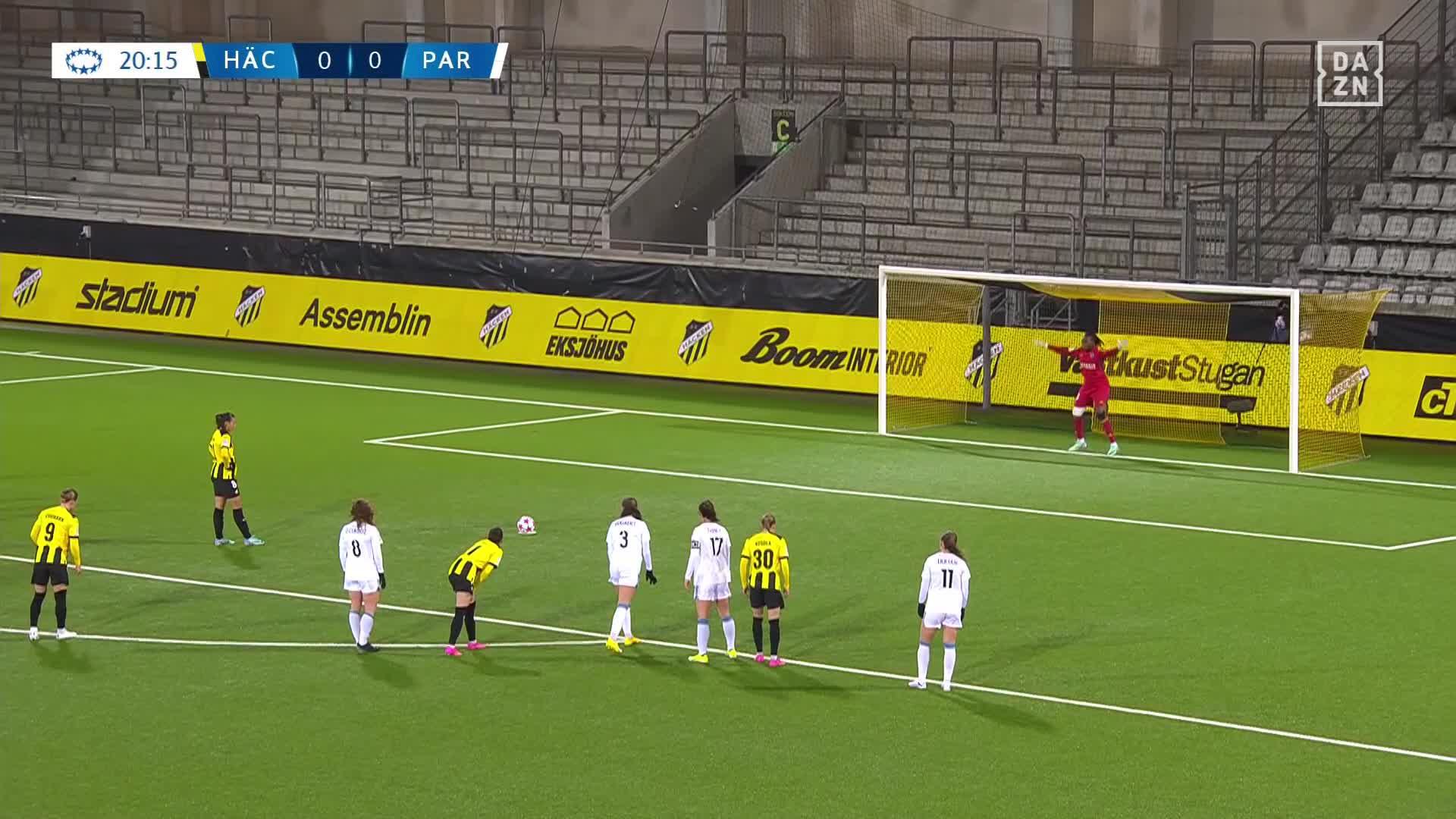 Chiamaka Cynthia Nnadozie... remember the name! 👀 What a save to deny the BK Häcken penalty.Watch LIVE 📺  highlights on YouTube 👉  #NewDealforWomensFootball