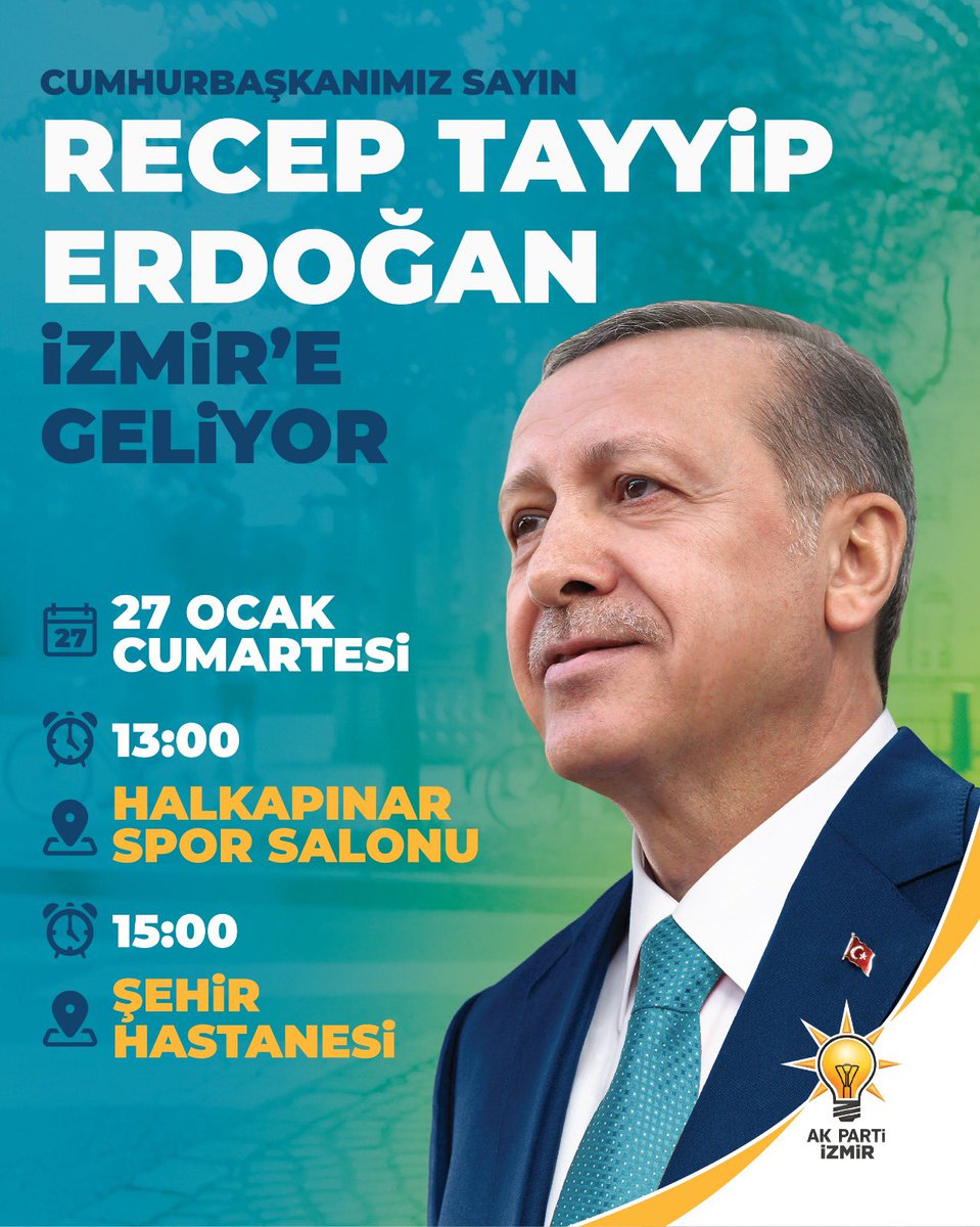 Genel Başkanımız, Cumhurbaşkanımız Sayın Recep Tayyip Erdoğan’ın teşrifleriyle İzmir’imizin 30 İlçe Aday Tanıtım Toplantısını ve İzmir Şehir Hastanesi Açılış Törenini büyük bir coşku ve heyecanla gerçekleştireceğiz. 30 İlçemizin Belediye Başkan Adaylarının açıklanacağı Tanıtım…