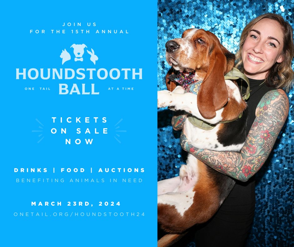 Shake out those sequins and bust out the (dog) bow ties. We’re back at Morgan MFG for our premier dog-friendly gala and our largest lifesaving event of the year. TICKETS ON SALE NOW: houndstooth2024.givesmart.com