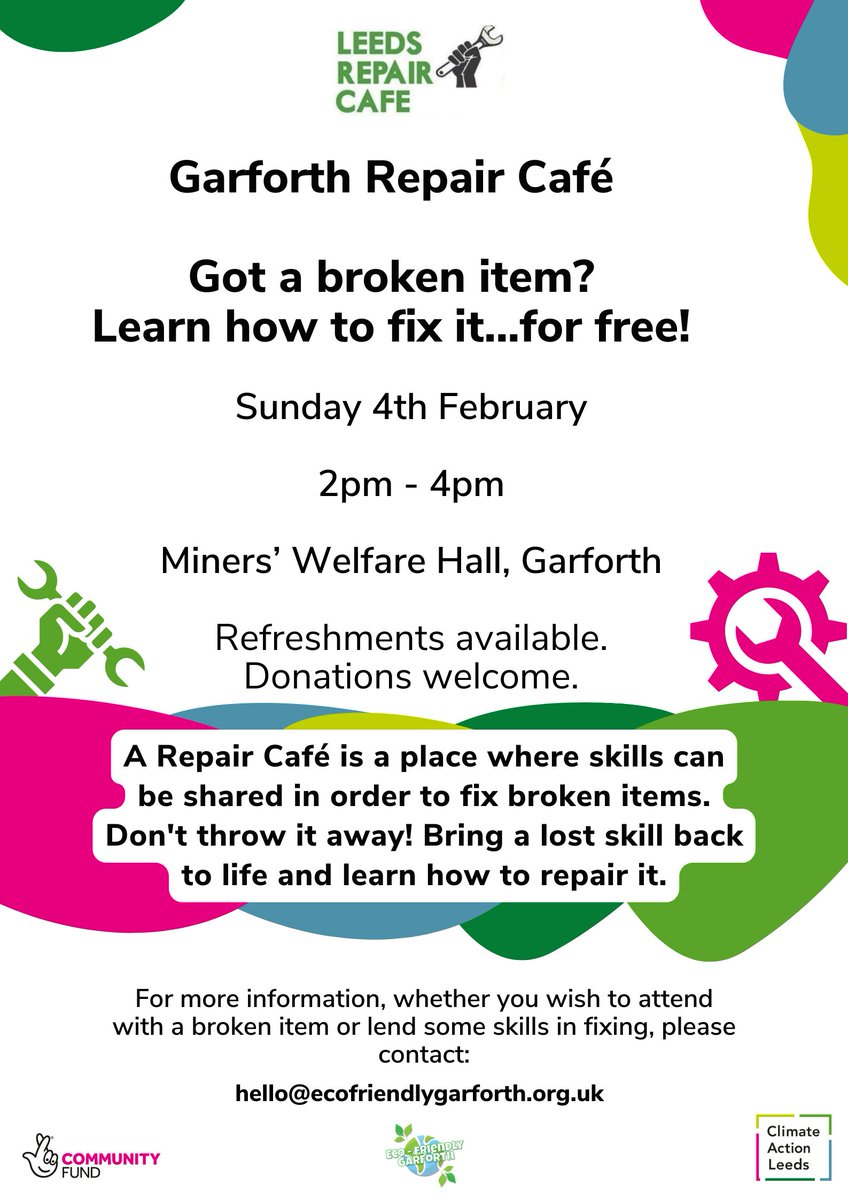 Our next Repair Cafe is on Sunday 4th February